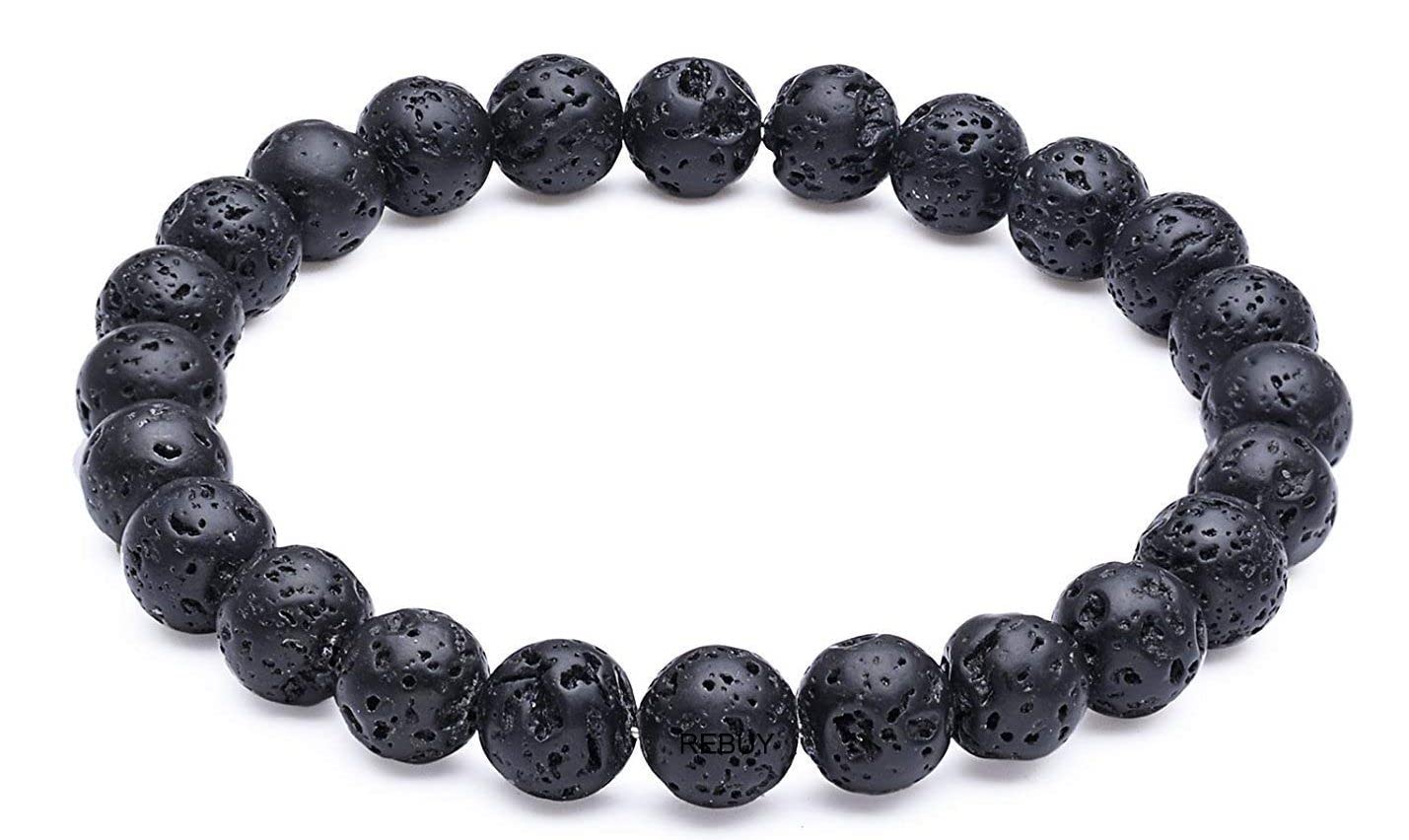 Divinity Crystals Lava Stone Gemstone Bracelet for Reiki Healing and Chakra Balance - 8mm Round Crystal Stone Beads Default Title